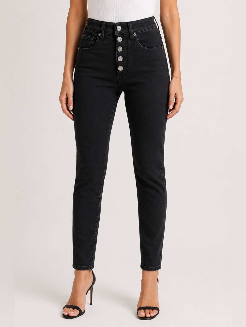 Veronica Beard Debbie Skinny High Rise Black Jeans 24 Button Fly